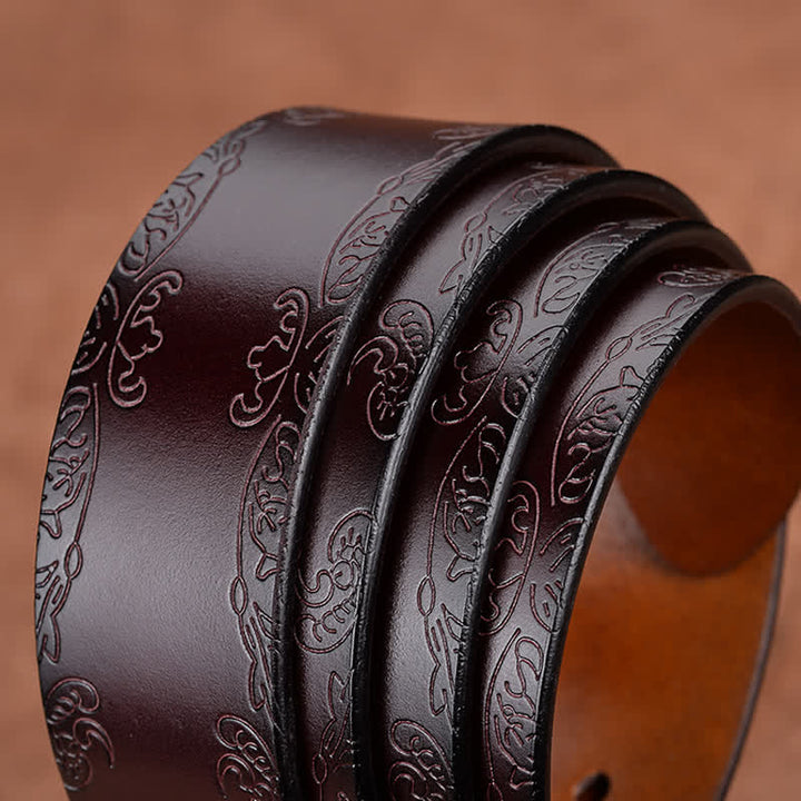 Women's Elegant Carved Flower Buckle Leather Belt - image 4