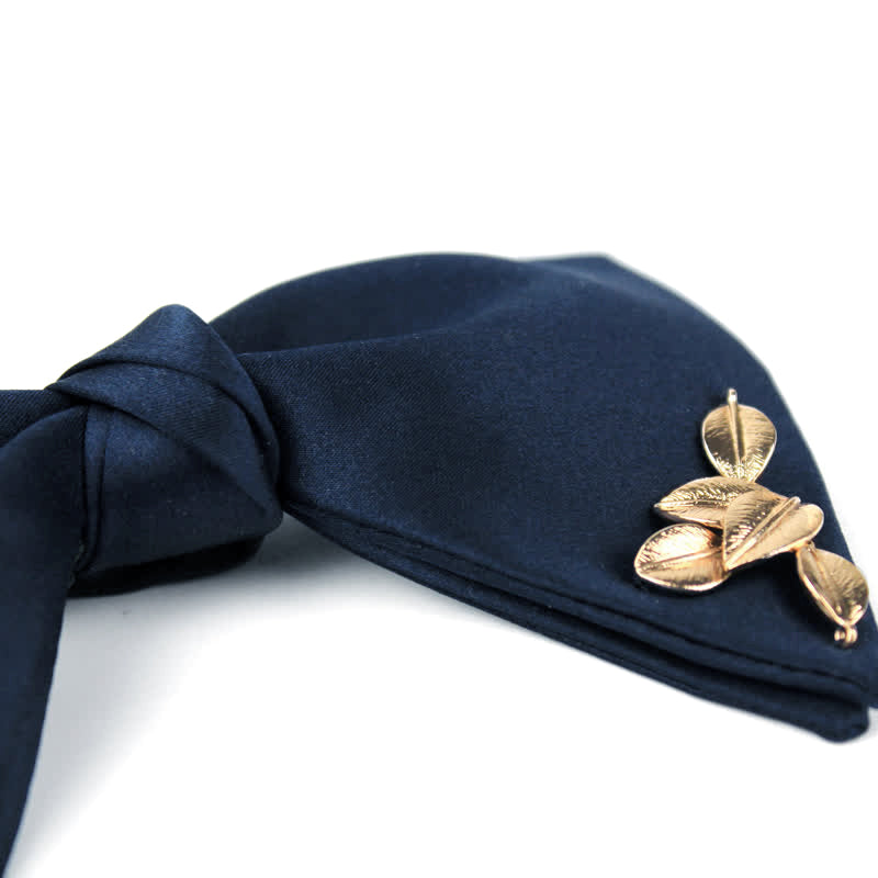 Men's Serenity Blue Golden Leaf Bow Tie - image 2