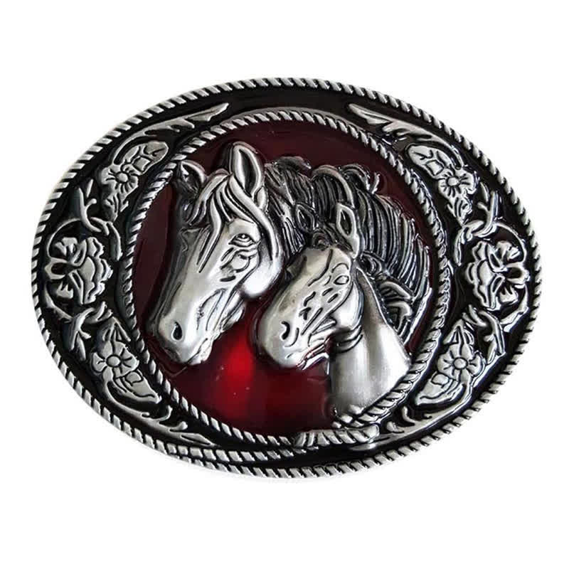 Men's DIY Horse And Colt Enameled Buckle Leather Belt - image 2