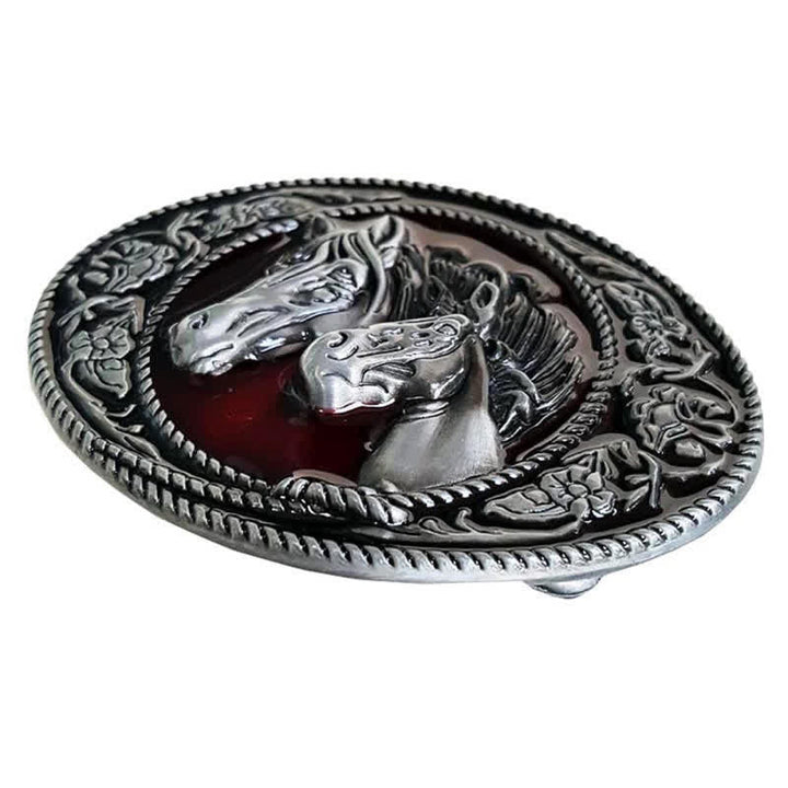 Men's DIY Horse And Colt Enameled Buckle Leather Belt - image 3