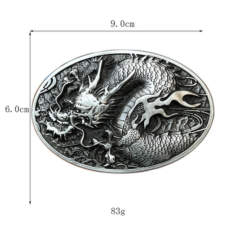 Men's DIY Large Fire Dragon Buckle Leather Belt - image 2