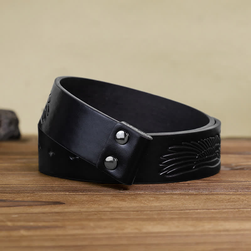 Men's DIY Engraved Horse Head Buckle Leather Belt - image 11