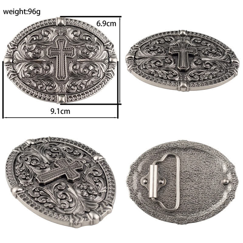 Men's DIY Center Cross Attitude Buckle Leather Belt - image 2