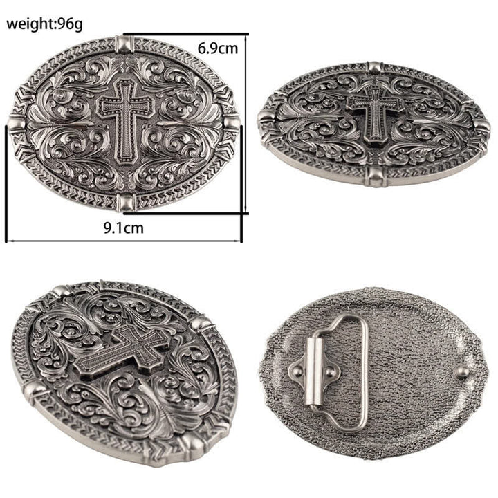 Men's DIY Center Cross Attitude Buckle Leather Belt - image 2