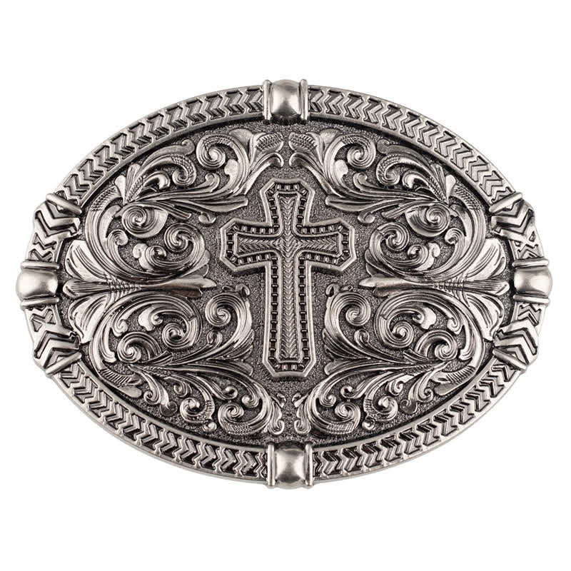 Men's DIY Center Cross Attitude Buckle Leather Belt - image 1