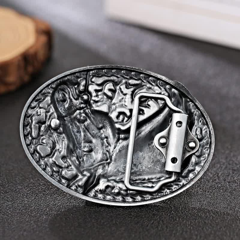 Men's DIY Engraved Horse Head Buckle Leather Belt - image 4