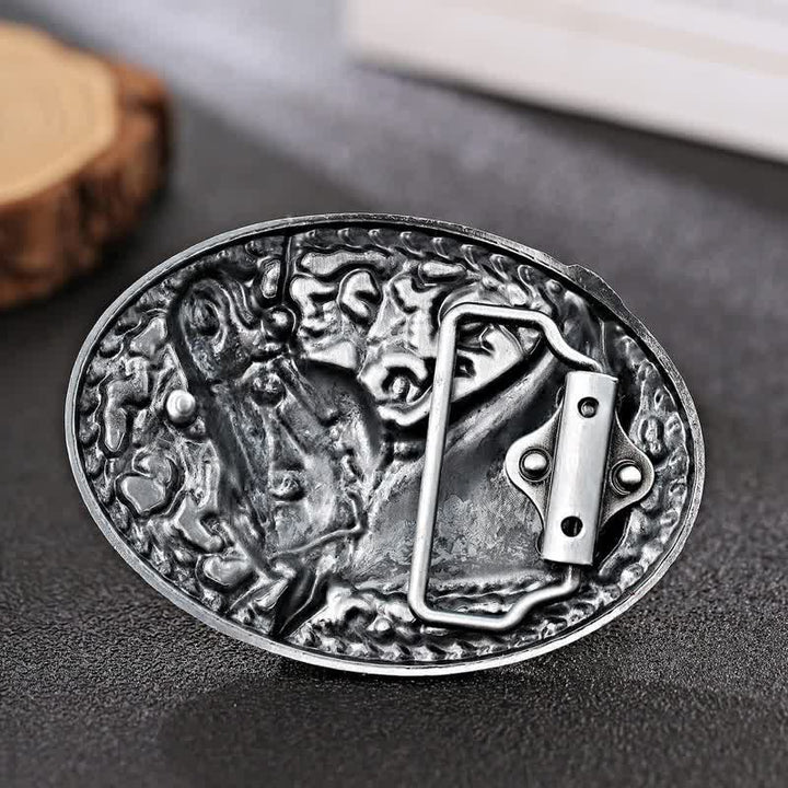 Men's DIY Engraved Horse Head Buckle Leather Belt - image 4