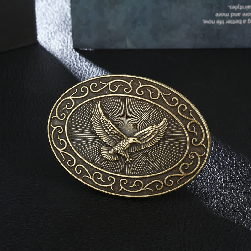 Men's DIY Antique Free Eagle Buckle Leather Belt - Antique Bronze - Without Belt - image 0
