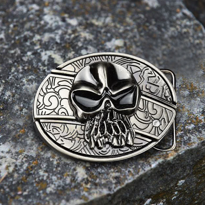 Men's Skull Head Leather Belt With Folding Knife - image 3
