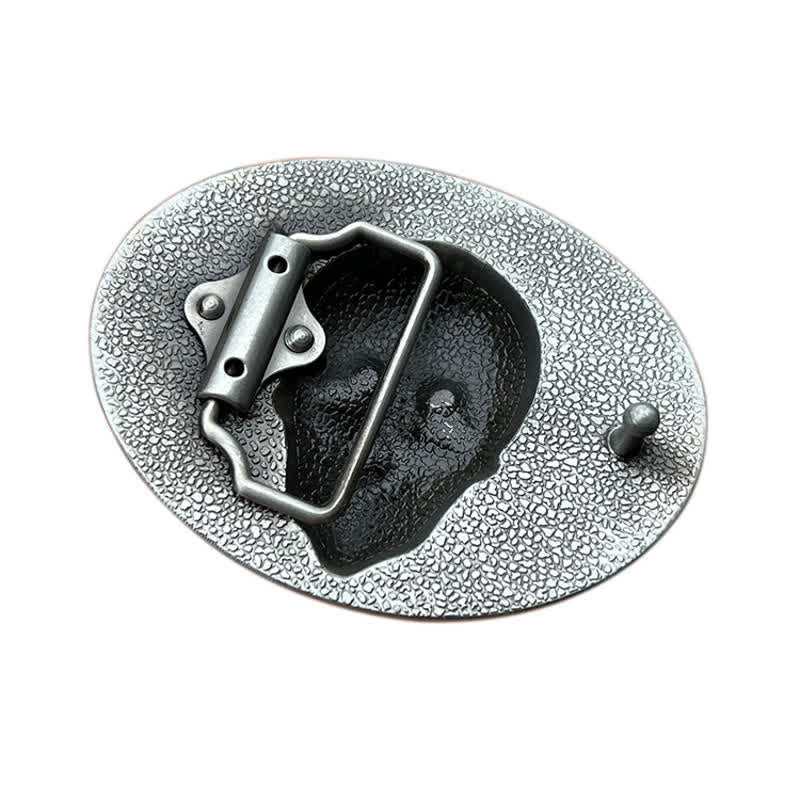 Men's DIY Crazy Hunter Skull Buckle Leather Belt - image 1