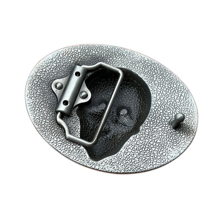 Men's DIY Crazy Hunter Skull Buckle Leather Belt - image 1