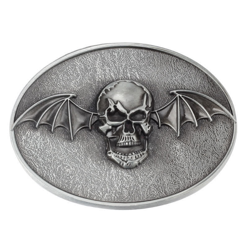 Men's DIY Punk Bat Wings Skull Buckle Leather Belt - image 2