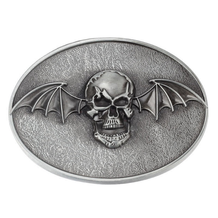 Men's DIY Punk Bat Wings Skull Buckle Leather Belt - image 2