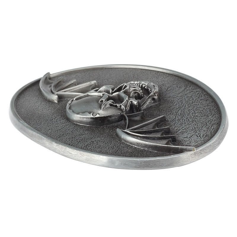 Men's DIY Punk Bat Wings Skull Buckle Leather Belt - image 3