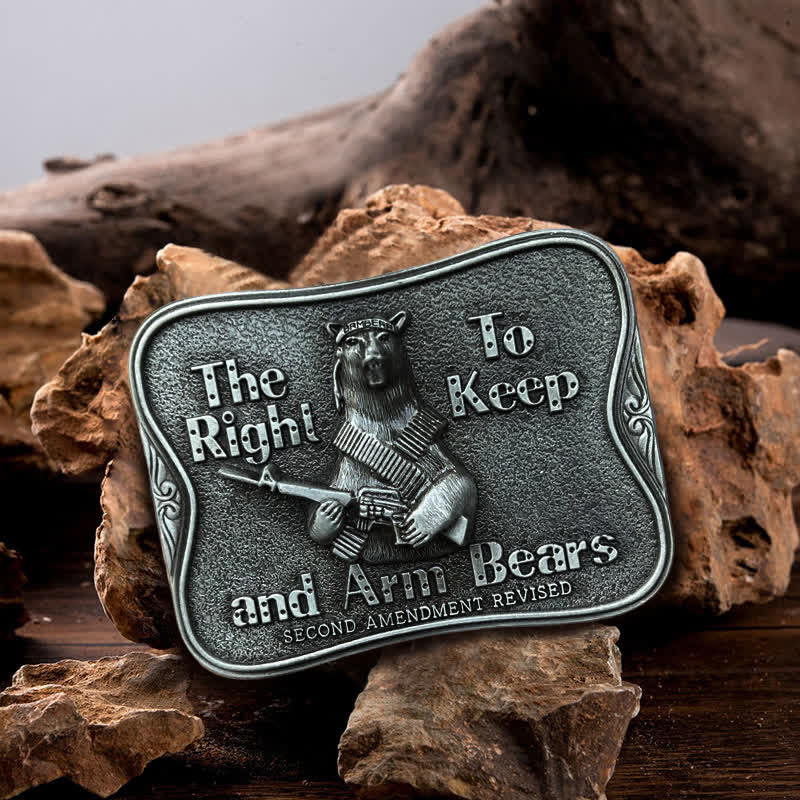 Men's DIY Novelty Arm Bears Buckle Leather Belt - Arm Bears - Without Belt - image 0