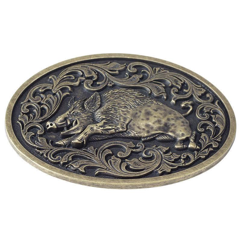 Men's DIY Novelty Wild Boar Buckle Leather Belt - image 4