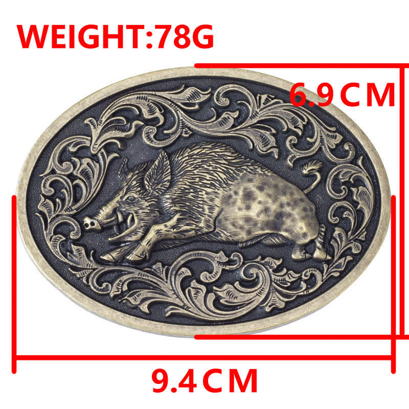Men's DIY Novelty Wild Boar Buckle Leather Belt - image 2