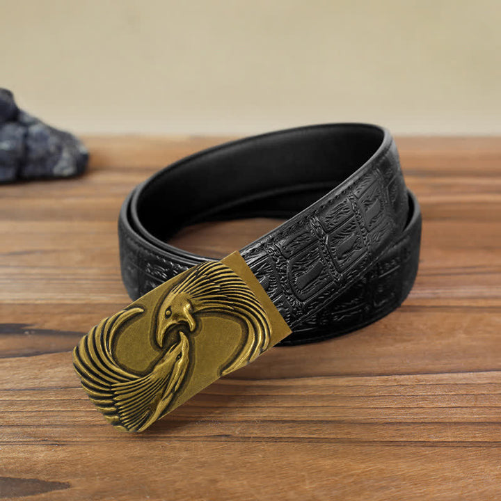 Men's DIY Double Eagles Automatic Buckle Leather Belt - Double Eagles - Black Snake Pattern Belt (40) - image 4