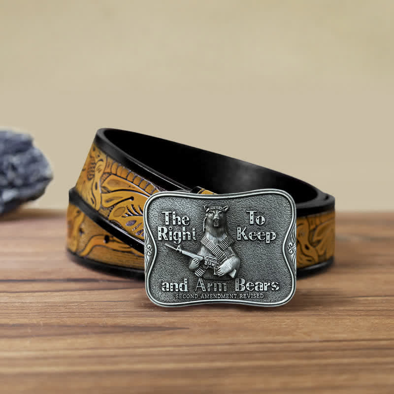 Men's DIY Novelty Arm Bears Buckle Leather Belt - Arm Bears - SandyBrown Belt (40) - image 13
