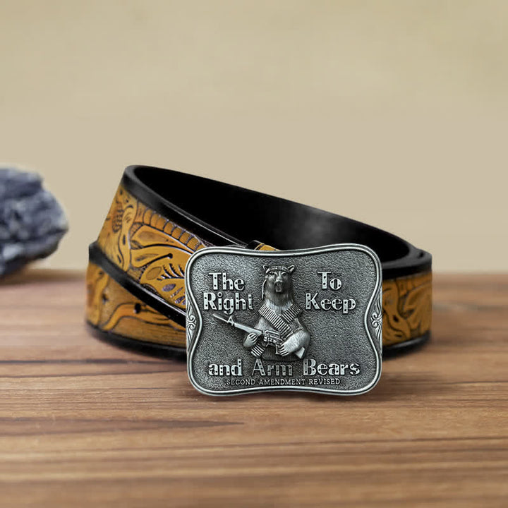 Men's DIY Novelty Arm Bears Buckle Leather Belt - Arm Bears - SandyBrown Belt (40) - image 13