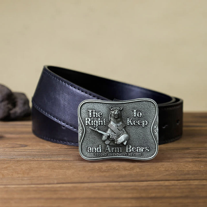 Men's DIY Novelty Arm Bears Buckle Leather Belt - Arm Bears - Black PU Belt (40) - image 3