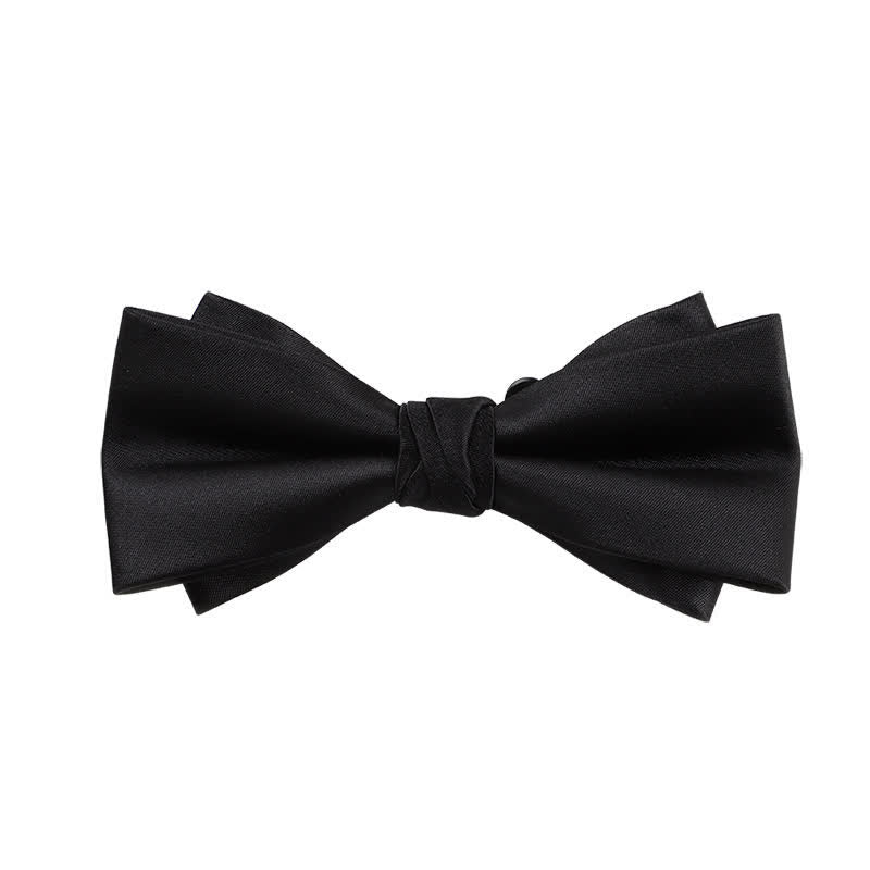 Men's Gentleman Solid Color Double Layers Bow Tie - image 1