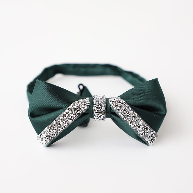 Men's Sparkling Rhinestone Wedding Bow Tie - Dark Red - image 7