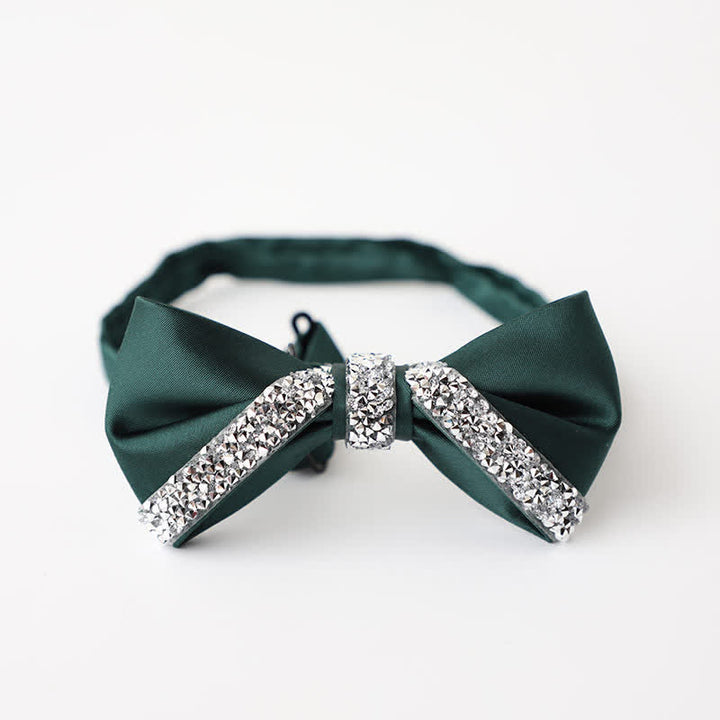 Men's Sparkling Rhinestone Wedding Bow Tie - Dark Red - image 7