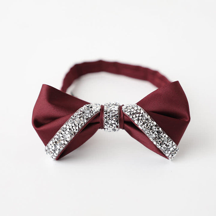 Men's Sparkling Rhinestone Wedding Bow Tie - Burgundy - image 6