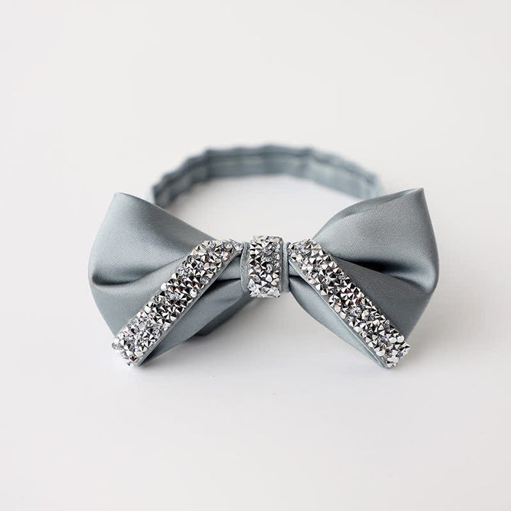 Men's Sparkling Rhinestone Wedding Bow Tie - Light Gray - image 9