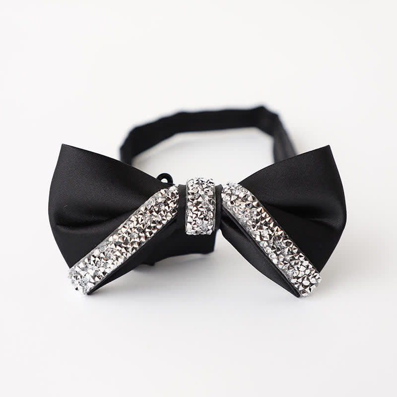 Men's Sparkling Rhinestone Wedding Bow Tie - Black - image 2