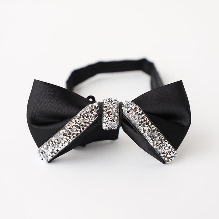 Men's Sparkling Rhinestone Wedding Bow Tie - Black - image 2