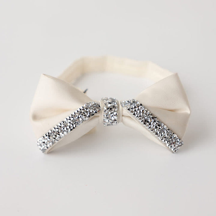 Men's Sparkling Rhinestone Wedding Bow Tie - White - image 10