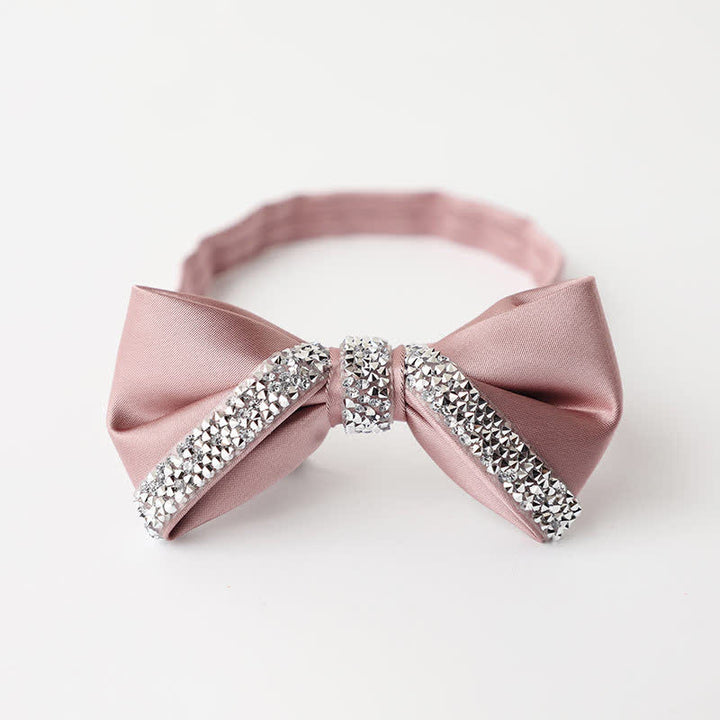 Men's Sparkling Rhinestone Wedding Bow Tie - Pink - image 13