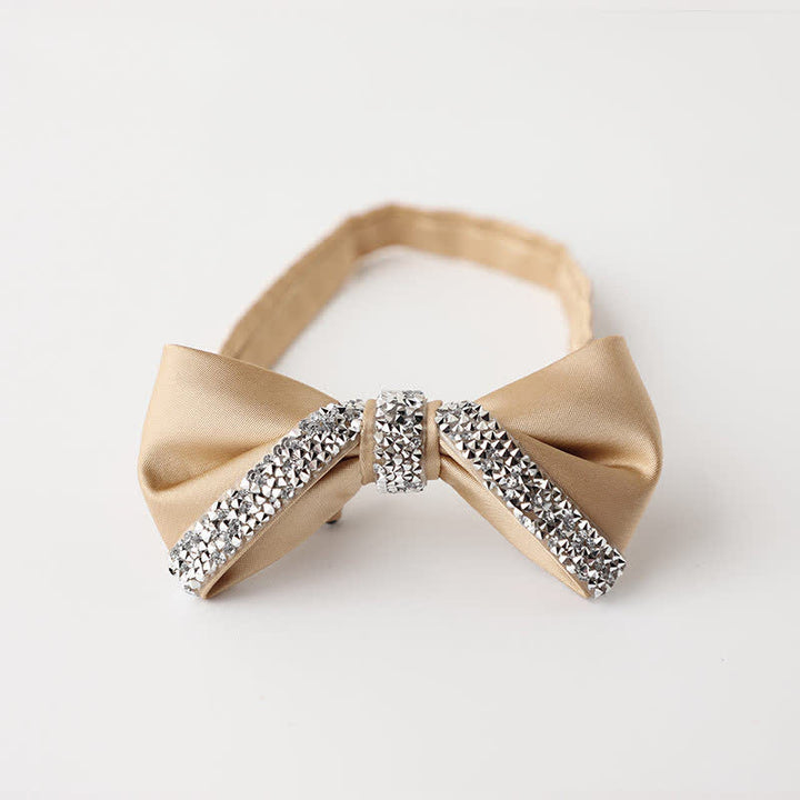Men's Sparkling Rhinestone Wedding Bow Tie - Champagne - image 11