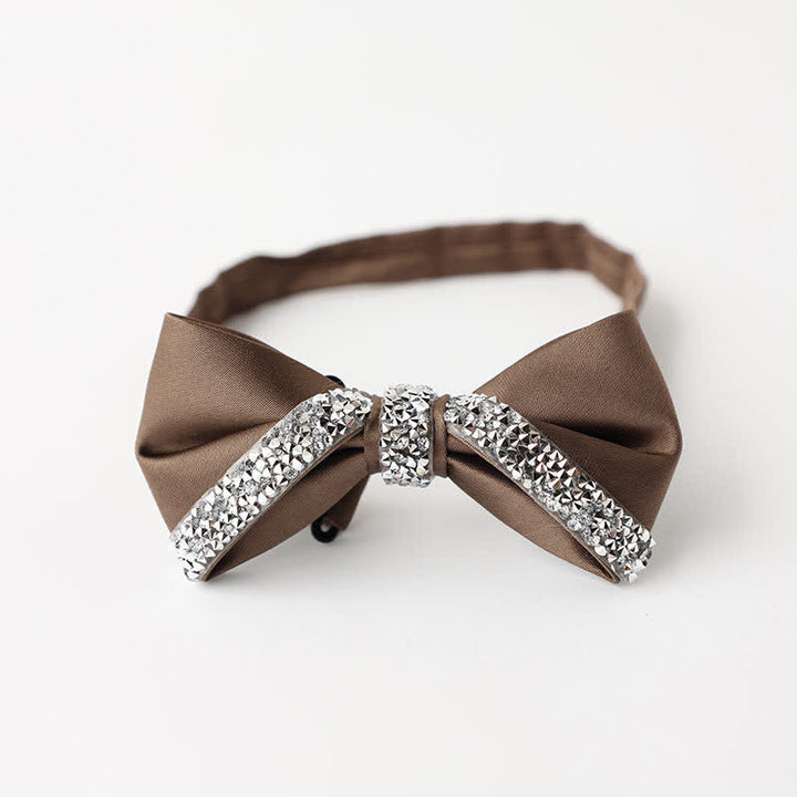 Men's Sparkling Rhinestone Wedding Bow Tie - Coffee - image 12