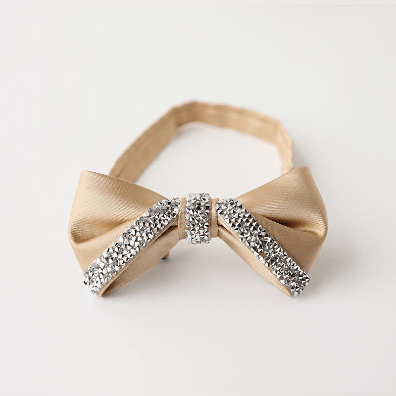 Men's Sparkling Rhinestone Wedding Bow Tie - Champagne - image 11