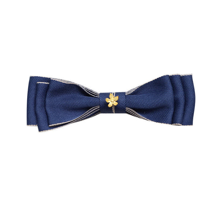 Men's Golden Flower Narrow Triple Layered Bow Tie - image 1