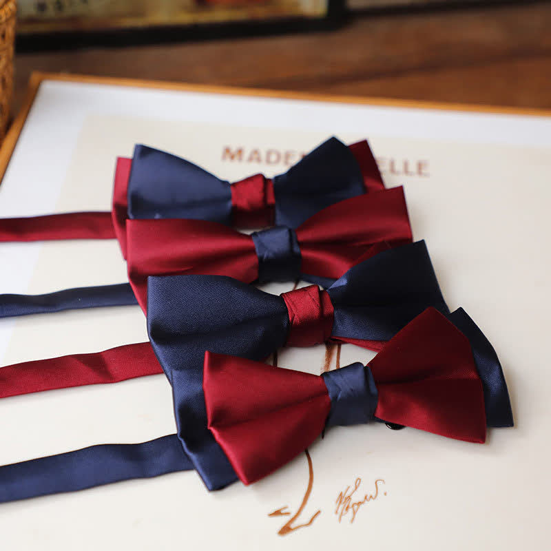 Men's Vintage Red Match Blue Two Tone Bow Tie - image 1