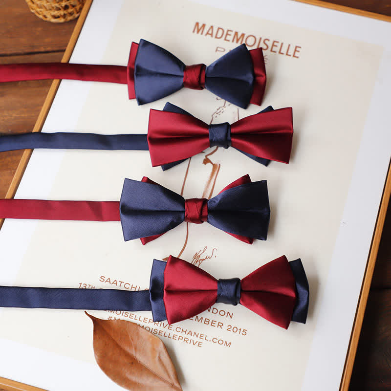 Men's Vintage Red Match Blue Two Tone Bow Tie - image 0