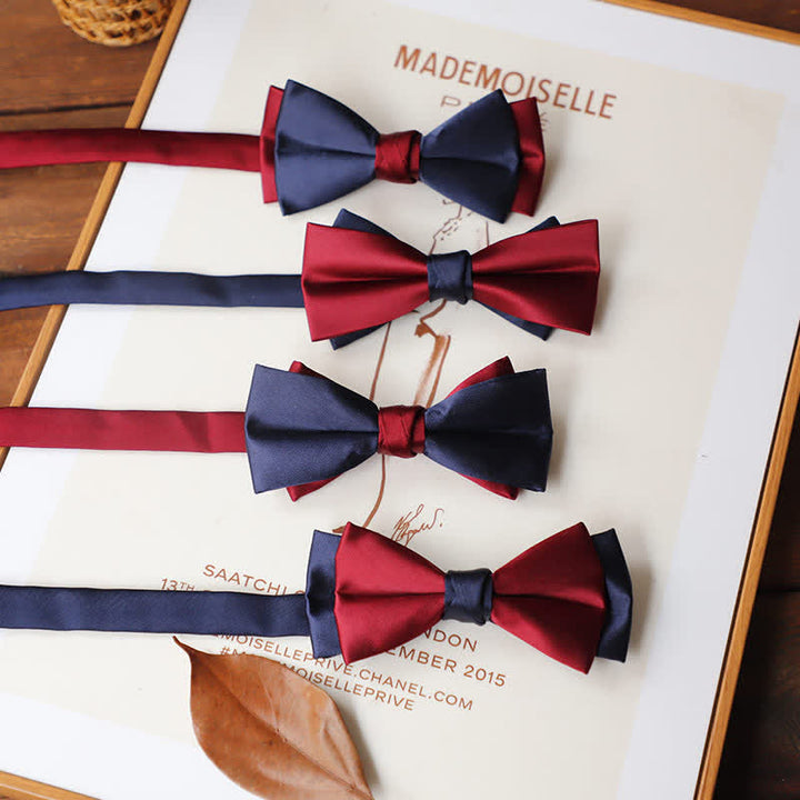 Men's Vintage Red Match Blue Two Tone Bow Tie - image 0