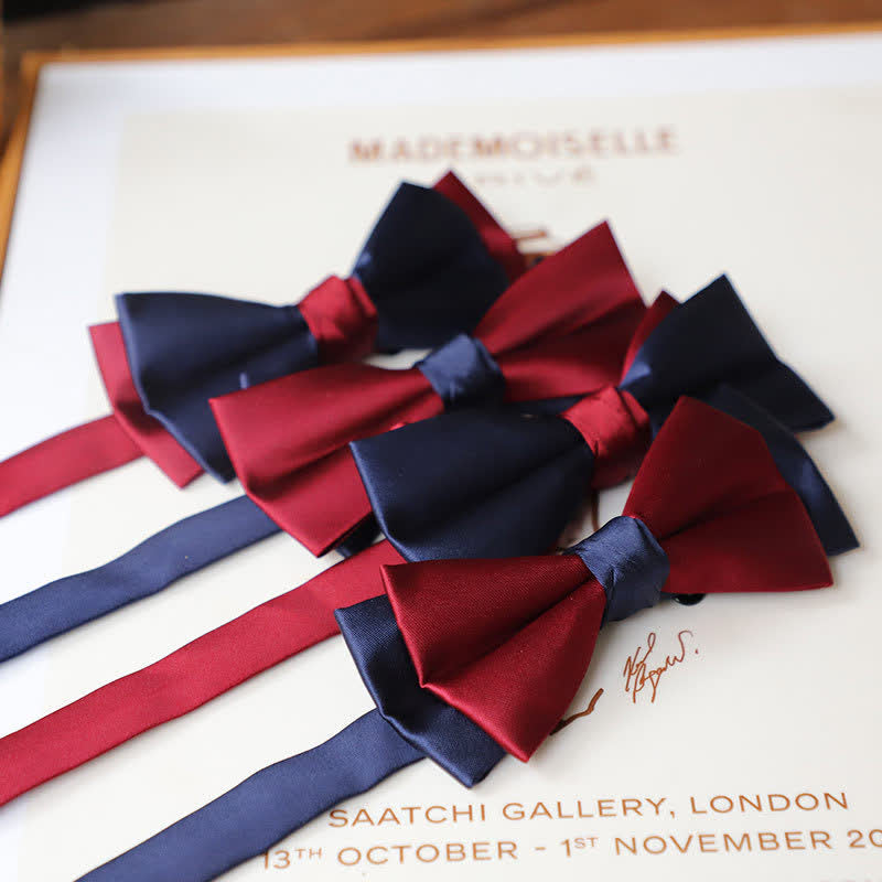 Men's Vintage Red Match Blue Two Tone Bow Tie - image 4