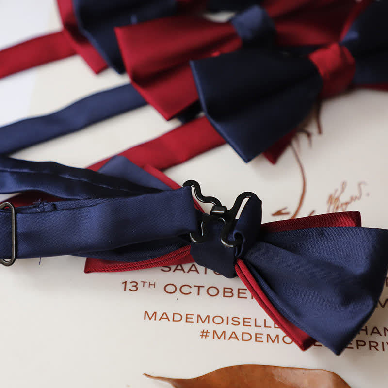 Men's Vintage Red Match Blue Two Tone Bow Tie - image 3