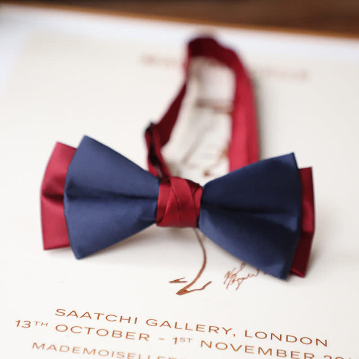 Men's Vintage Red Match Blue Two Tone Bow Tie - Style #4 - image 7