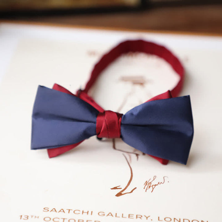 Men's Vintage Red Match Blue Two Tone Bow Tie - Style #3 - image 6