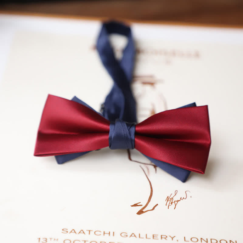 Men's Vintage Red Match Blue Two Tone Bow Tie - Style #1 - image 2