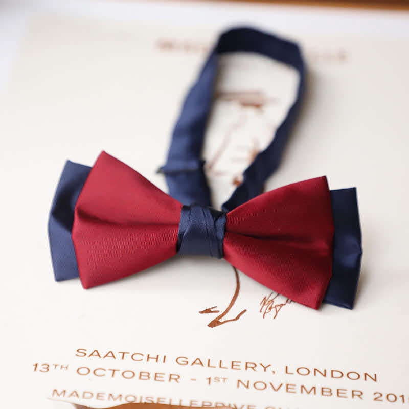Men's Vintage Red Match Blue Two Tone Bow Tie - Style #2 - image 5