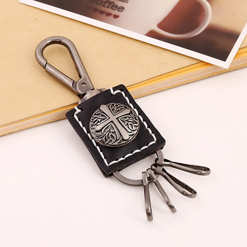 Retro Cross Versatile Handemade Leather Keychain - image 2