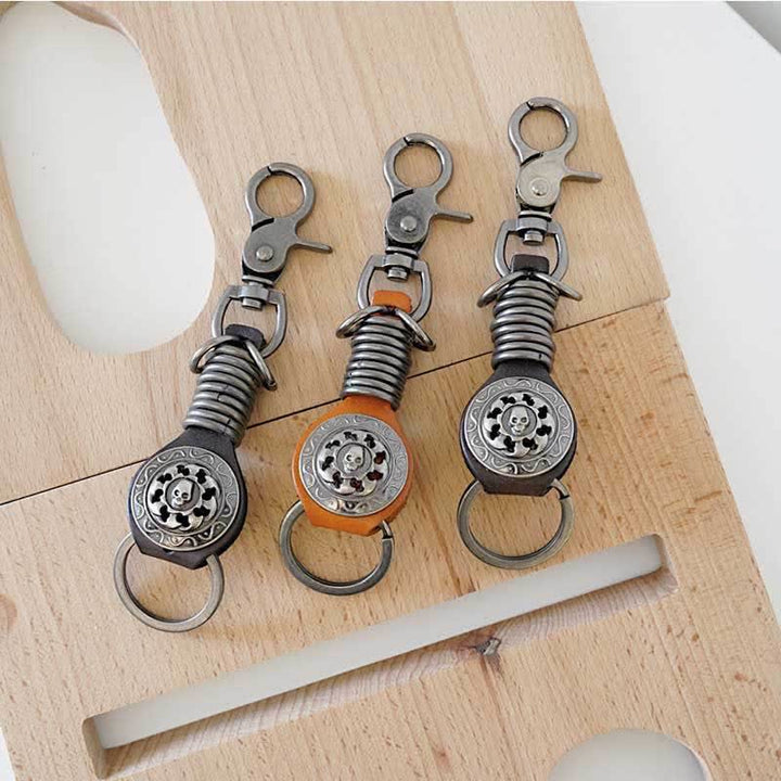 Skull Head Key Organizer Leather Keychain - image 3
