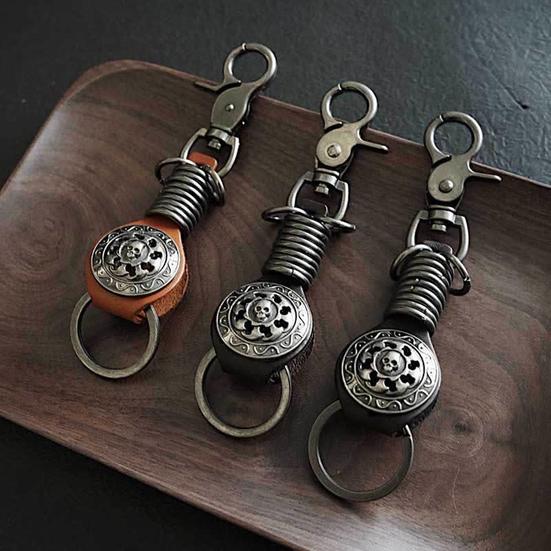 Skull Head Key Organizer Leather Keychain - image 1